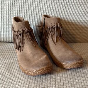 UGG Tan Fringe Ankle Boots